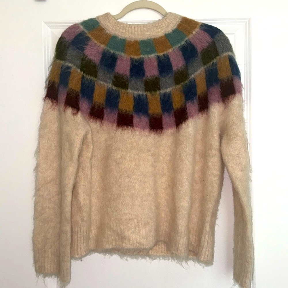 Fuzzy Multicolored crew neck sweater